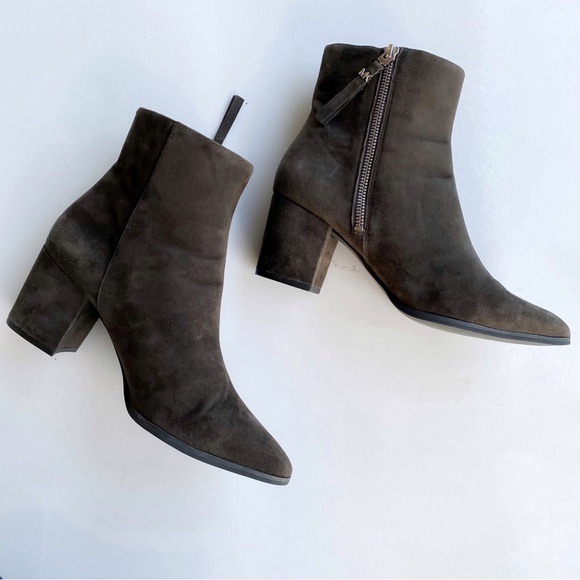 💕Michael Kors Suede Leather Pointed Toe Ankle Boots Booties Charcoal Dawson 8.5 - Picture 5 of 8